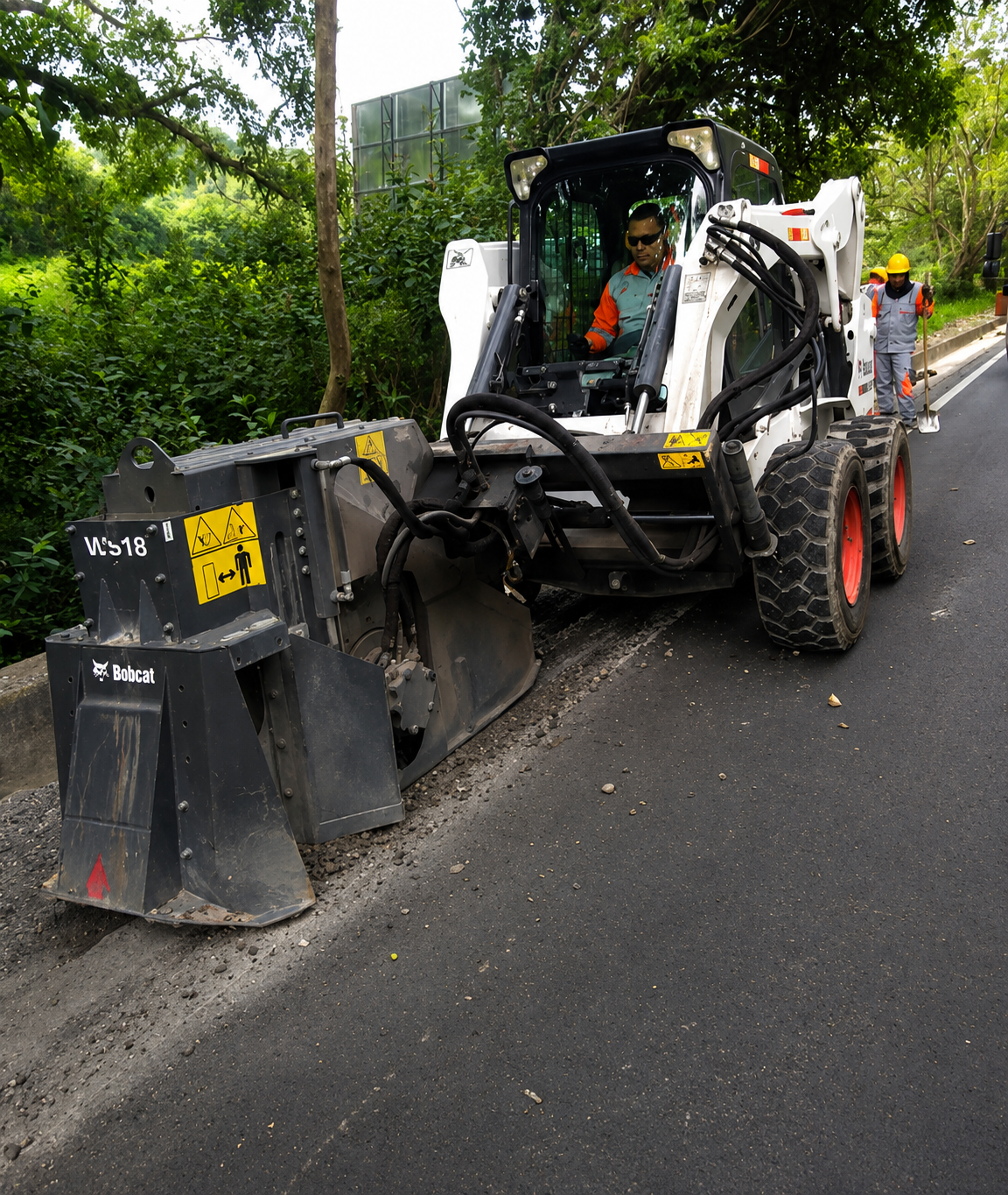 Corte con microzanjadora Bobcat WS18 en obra